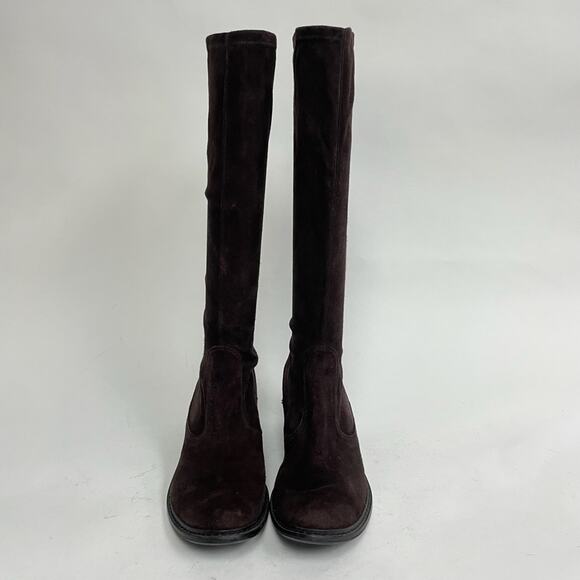 Stuart Weitzman Brown Suede Tall Knee High Heeled Boots Chocolate US 7.5 - Picture 2 of 11